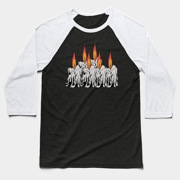 Halloween Ghost Candles Baseball T-Shirt by ShubShank